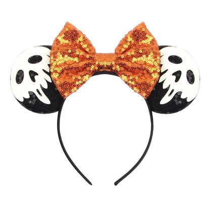 2024 Halloween Mouse Ears Headband Sequins Bow Hairband For Women Featival Party DIY Hair Accessories Boutique
