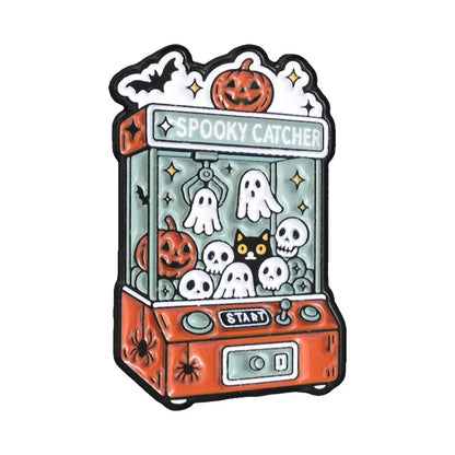 Retro Ghost Claw Machine Enamel Pin Vintage Cassette Camera Spooky Vibes Only Halloween Brooches Lapel Badge Jewelry Gifts