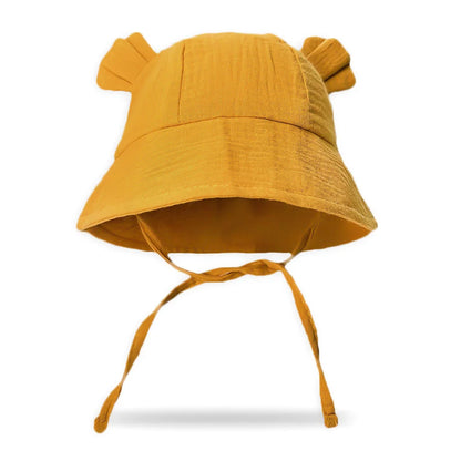 INS Summer Baby Solid Color Gauze Basin Hat New Rabbit Ear Fisherman Hat for Kids Sun Hat