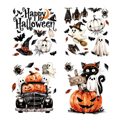Halloween Window Stickers Combo Set Reusable Static Cling PVC Double Sided Glass Decals for Party Home Decor