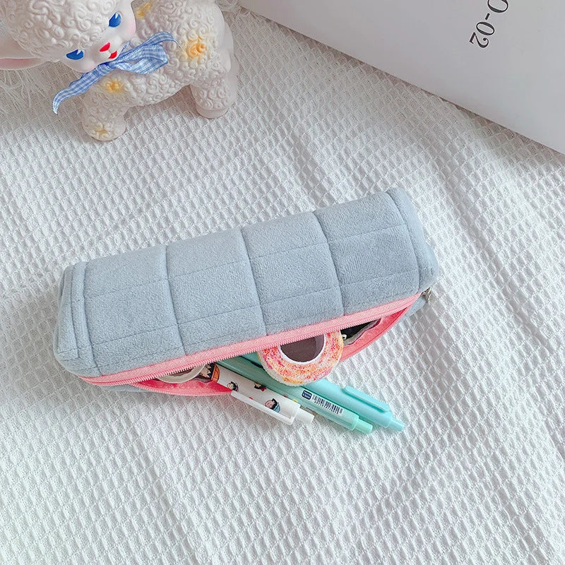 Kawaii Pencil Case Creative Pillow Bag Large Capacity Short fluff Bag for Girls School Supplies Stationery Box Cosmetic Bag