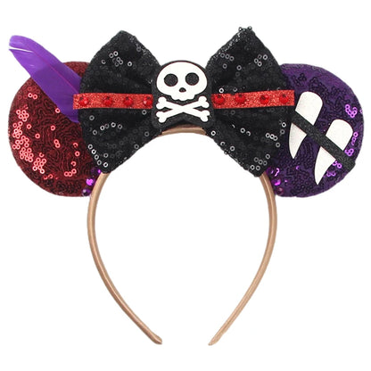 2024 Halloween Mouse Ears Headband Sequins Bow Hairband For Women Featival Party DIY Hair Accessories Boutique
