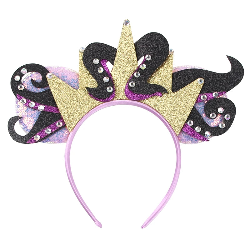 2024 Halloween Mouse Ears Headband Sequins Bow Hairband For Women Featival Party DIY Hair Accessories Boutique