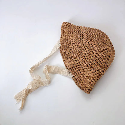 Summer Baby Hat Straw Baby Girl Cap Fashion Lace Bow Beach Children Panama Hat Princess Bonnets for Kids Outdoor Travel Sun Cap