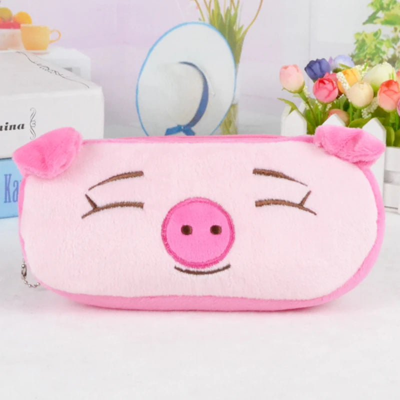 1 PCS 20CM Kawaii Cartoon Animals Plush Pouch Pencil Case Bag Key Chain Coin Purse Wallet Case Pouch Bag School Supplies Gift