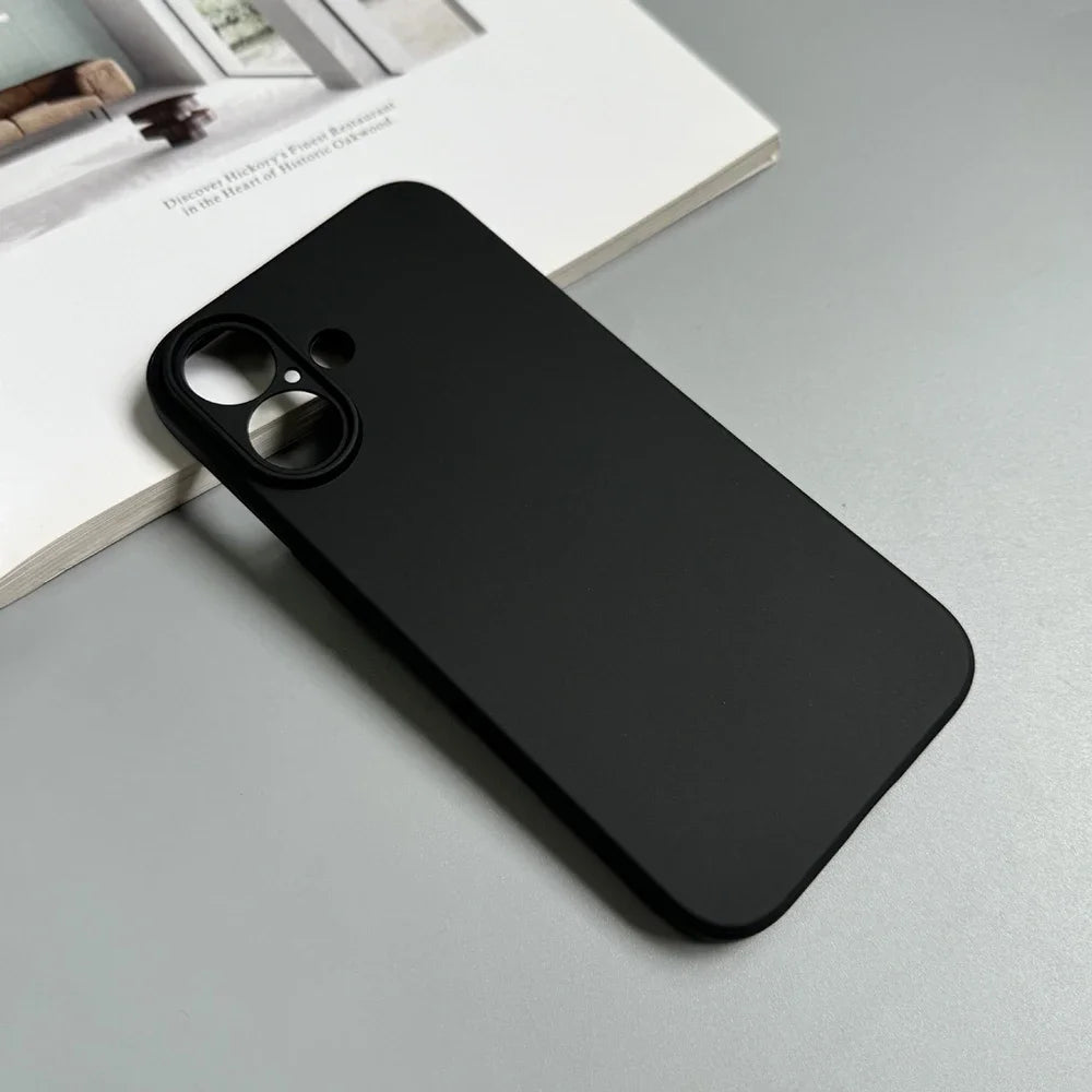Luxury Full Black Silicone Matte Phone Case For iphone 18 Pro 17 16 15 14 13 12 11 Pro Max 16 15 14Plus Back Cover TPU Soft Case