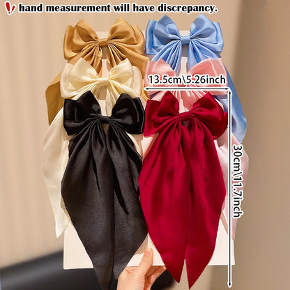 6-Pack Solid Color Large Bow Hair Clips for Girls Fashionable Daily & Party Wear Cute Hair Accessories