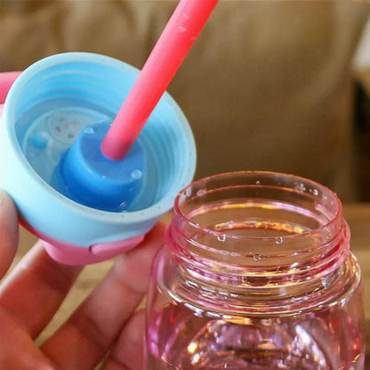 1PC Kids Water Sippy Cup Kids Water Bottle with Straw and Handle Portable Drinking Bottle Cup Children