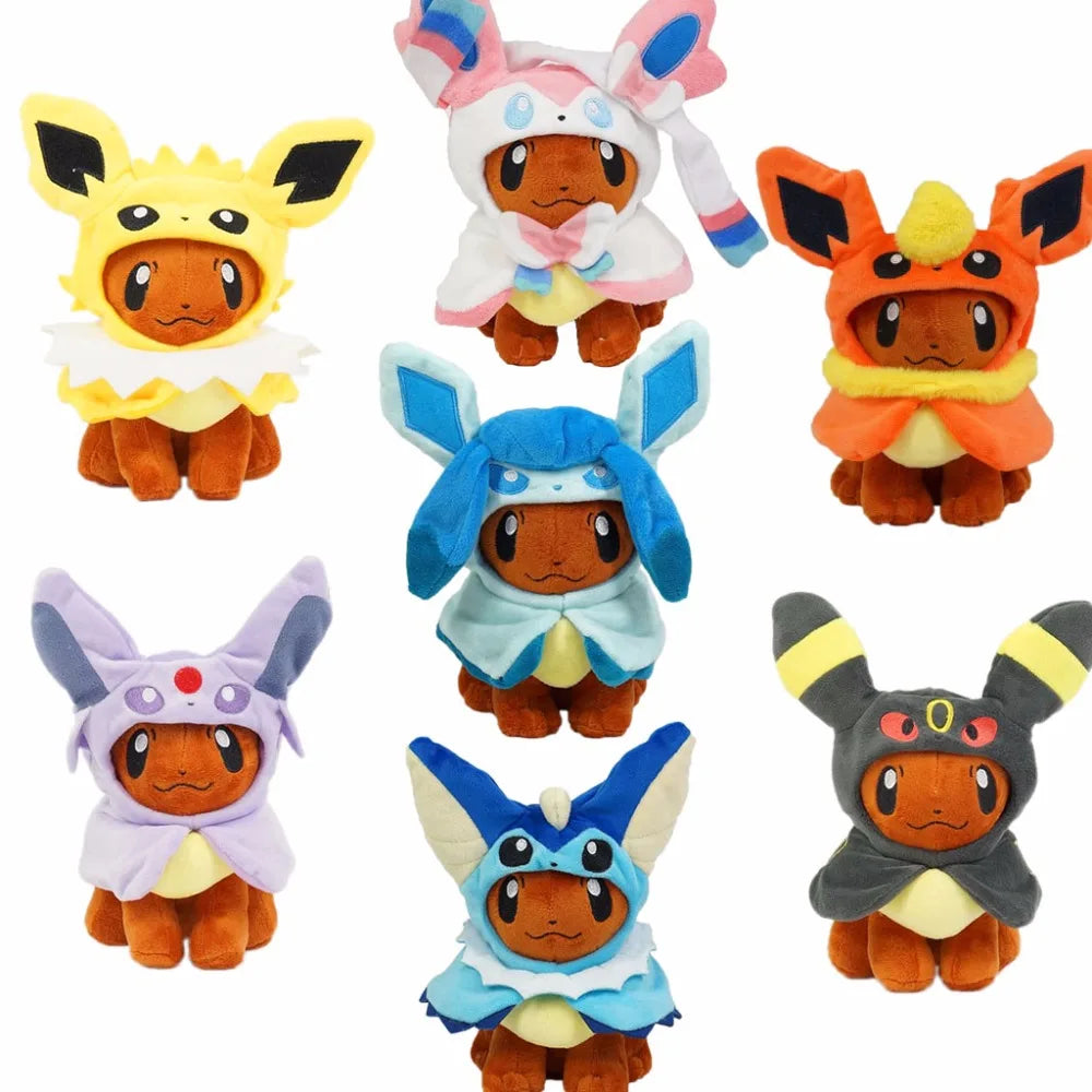 Pokemon 8" Eevee Poncho Umbreon Espeon Jolteon Vaporeon Sylveon Flareon Plush Doll Stuffed Toys