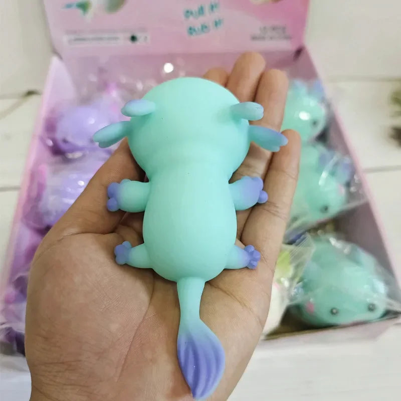 1/4pcs Axolotl Squeeze Ball Cute Fish Relax Cartoon Antistress Squishy Stress Relief Slow Rising For Adult Kids Stretch Toys