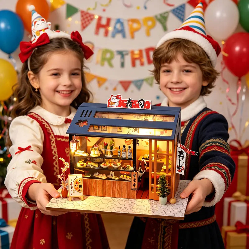 Casa Diy Wooden Miniature Doll House Small House Kit 3D Puzzle Assembly Building Toys With Furniture LED Lights Dollhouse Gifts