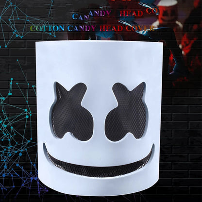 DJ Marshmello Luminous Head Cover LED Light Up Halloween Cosplay Headgear Glowing Helmet for Neon Night Club Music Rave Props