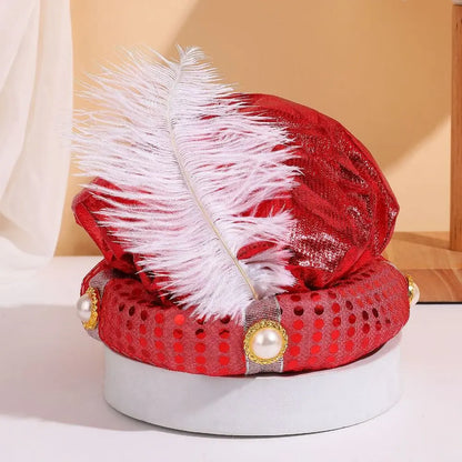 Head Wraps Indian Cap Headpiece Performance Props Sultan Turban Hats Fancy Dress Adult Children Arab Headwear Halloween