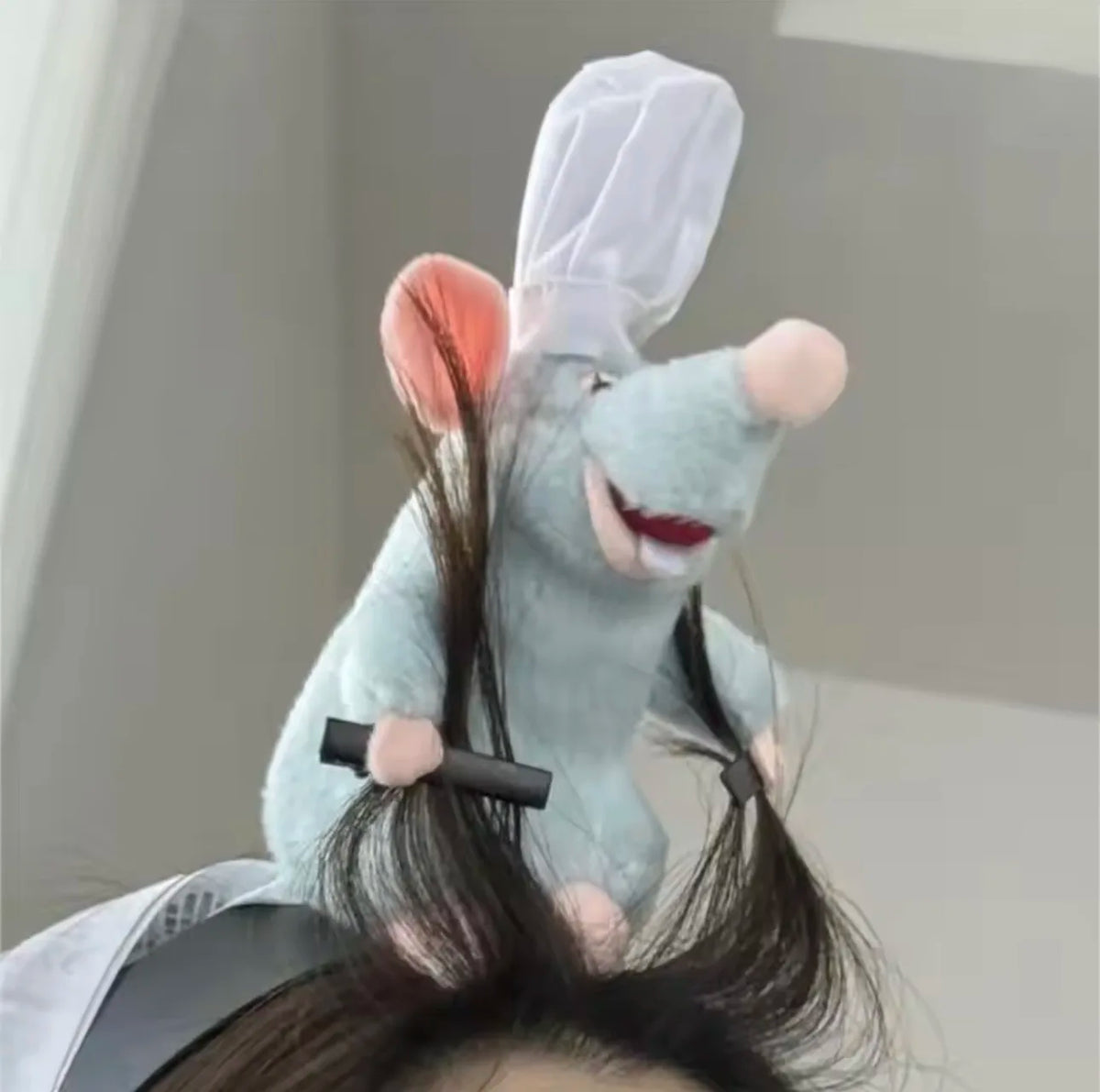 Ratatouille Mouse Head Hairband Capybara Funny Plush Hair Hoop Halloween Decor Capibara Women Hair Band Makeup Headdress Hairpin