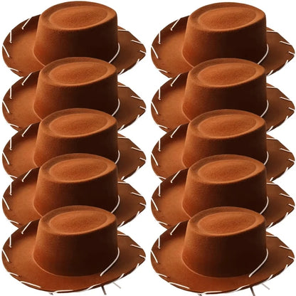Brown Red Cowboy Western Hats and Bandanas for Kids Costume Hat Accessories for Toddler Child Theme Birthday Party Halloween