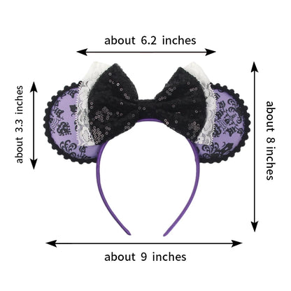 2026Latest Mickey Minnie Ear Headband Sequin Bows For Girl Adult Kids Halloween Party Cosplay Hair Accessories Princess Hairband