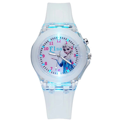 Cartoon Frozen Elsa Princess Fashion Children's Watch Boys and Girls Student Watch with Light Can Be Illuminated at Any Time Fas
