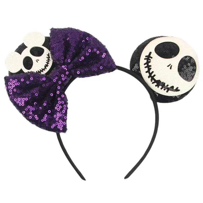 Disney leather Bat Bows Mickey Mouse Ear Headband for Adults Halloween Headwear Women Girls Cosplay Ghost Party Hair Accessories