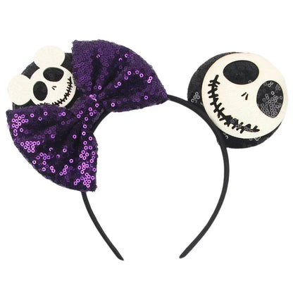Disney leather Bat Bows Mickey Mouse Ear Headband for Adults Halloween Headwear Women Girls Cosplay Ghost Party Hair Accessories