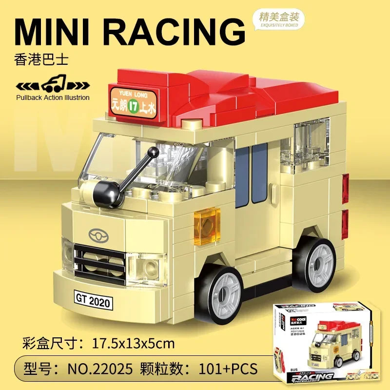 Racing Car Bus Engineering Vehicle Ambulance Pull Back Model Building Blocks Brick Toys Children Boys Compatible With Lego