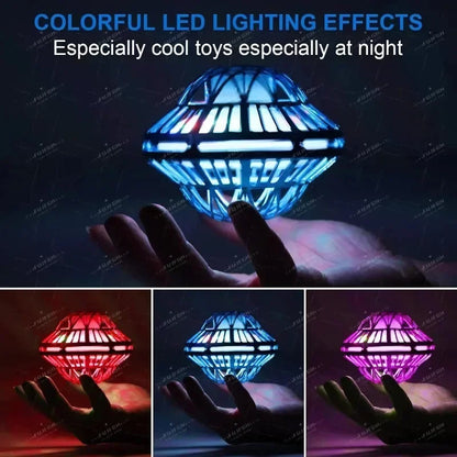 Magic Flying Spinner Ball with LED Glow Lights, 360° Rotating Gyro Hover Orb, Stress Relief Fidget Toys for Teens and Adults
