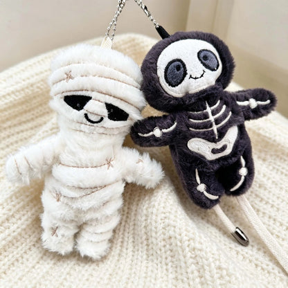 Cute Mummy Skeleton Plush Keychain Soft Stuffed Bag Pendant Halloween Keyring Gift Backpack Car Accessory