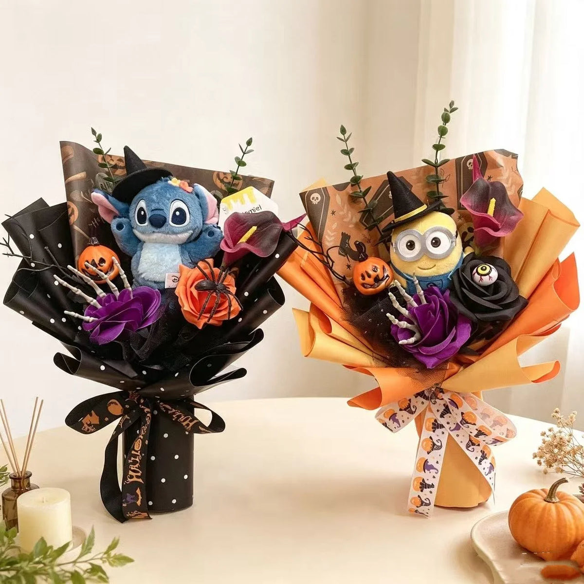 Genuine Stitch Micky Minions Pikachu Plush Dolls Anime Cartoon Cosplay Christmas Halloween Styles Creative Handmade Bouquets