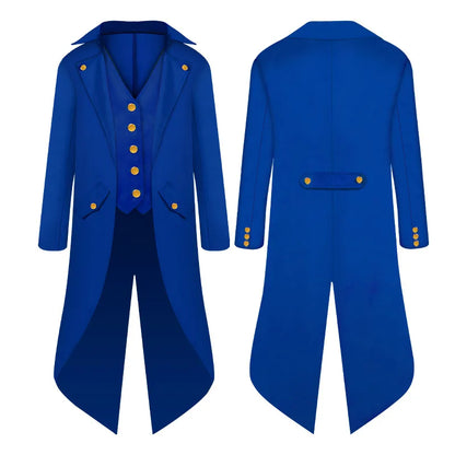 Steampunk Gothic Medieval Tailcoat Cosplay Costume, Tailcoat Jacket & Vest Suit for Adults and Kids, Halloween Role Play Outfit