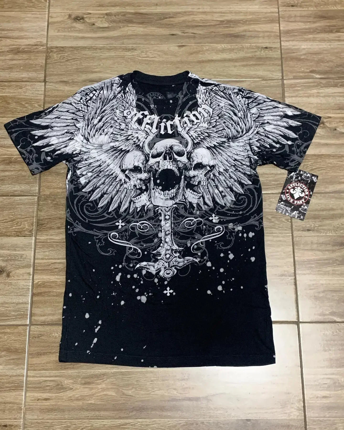 90s affliction Hip Hop Skull Graphic t shirts Men Streetwear Goth Tops Men Clothes Casual Gothic Oversized Long Sleeve T shirt