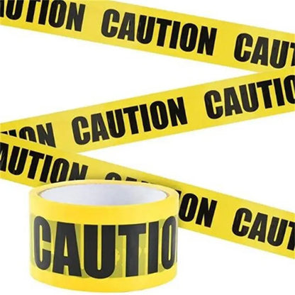 Halloween Danger Tape Yellow Red Barricade Line with Bold Caution Lettering for Horror Party Haunted House Scary Scene Decor