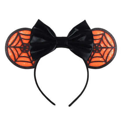 2026 Latest Halloween Cobweb Ears Headband Women Festival DIY Mouse Hairband Kids Party Villains Cosplay DIY Hair Accessories