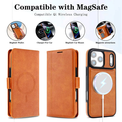 2 in 1 Wallet Case For iPhone 18 17 Promax Air 16 Pro Max 15 Plus 14 13 12 iphone17 Cards Slot Leather For Magsafe Phone Cover
