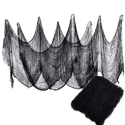 2/4m Horror Halloween Decoration Black Gauze Artificial Spider Web For Haunted House Halloween Party Home Decor Scary Scene Prop