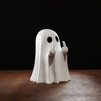 Cute Middle Finger Ghost Statue, Small Halloween Decor for Home, Centerpiece for Coffee Table, Adorable Horror Figure
