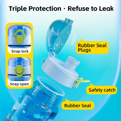 18.6oz Leakproof Cartoon Water Cup Portable Water Bottle With Rope Easy-to-Carry For Outdoor Travel Back to School Essentials