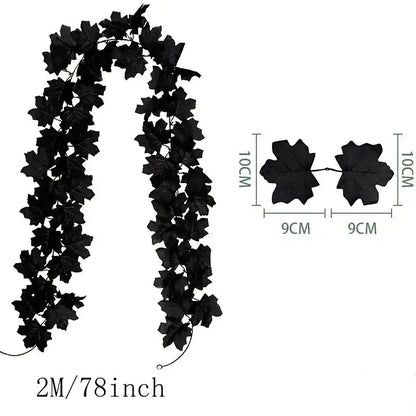 200CM Autumn Artificial Maple Leaf Wreath Fake Leaf Plant Vine Home Decor Garden Halloween Wall Outdoor Doors Windows Decoration