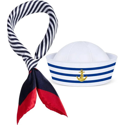 Sailor Hat for Adults – Captain Hat Costume Accessory for Men and Women, Ideal for Halloween, Cosplay, Yacht Parties