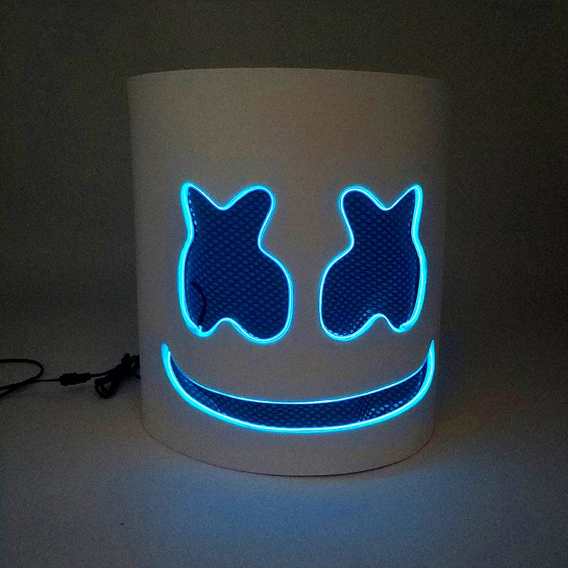 DJ Marshmello Luminous Head Cover LED Light Up Halloween Cosplay Headgear Glowing Helmet for Neon Night Club Music Rave Props