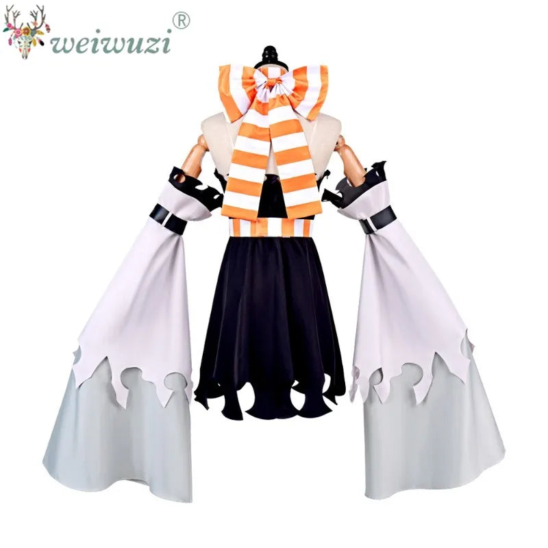 Halloween Costume Anime‑Inspired Cosplay Costume Black Orange Irregular Cut Dress Detachable Flared Sleeves for Comic Convention