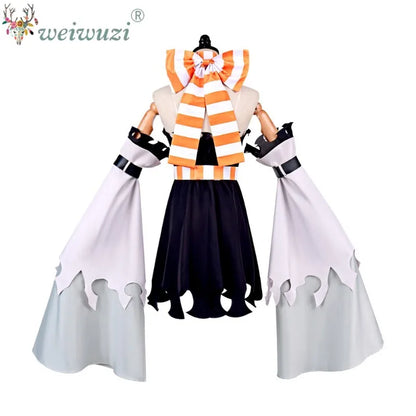 Halloween Costume Anime‑Inspired Cosplay Costume Black Orange Irregular Cut Dress Detachable Flared Sleeves for Comic Convention