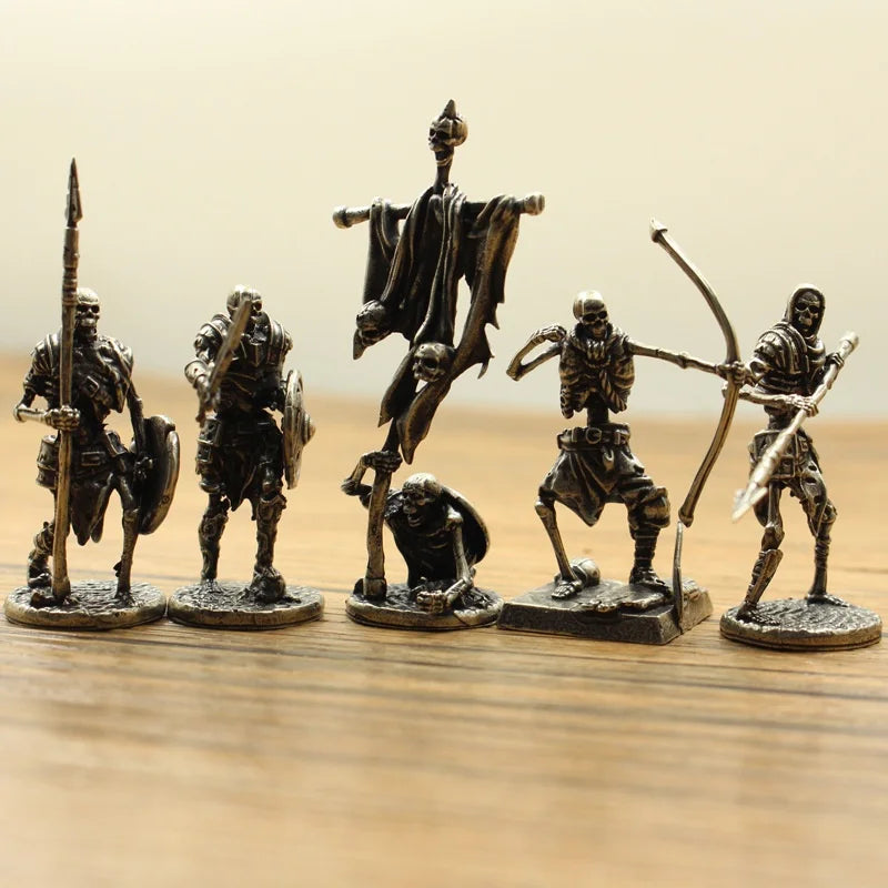 Copper Skeleton Legion Figurines Miniature Decoration Retro Metal Skull Soldier Army Model Statue Desk Ornament