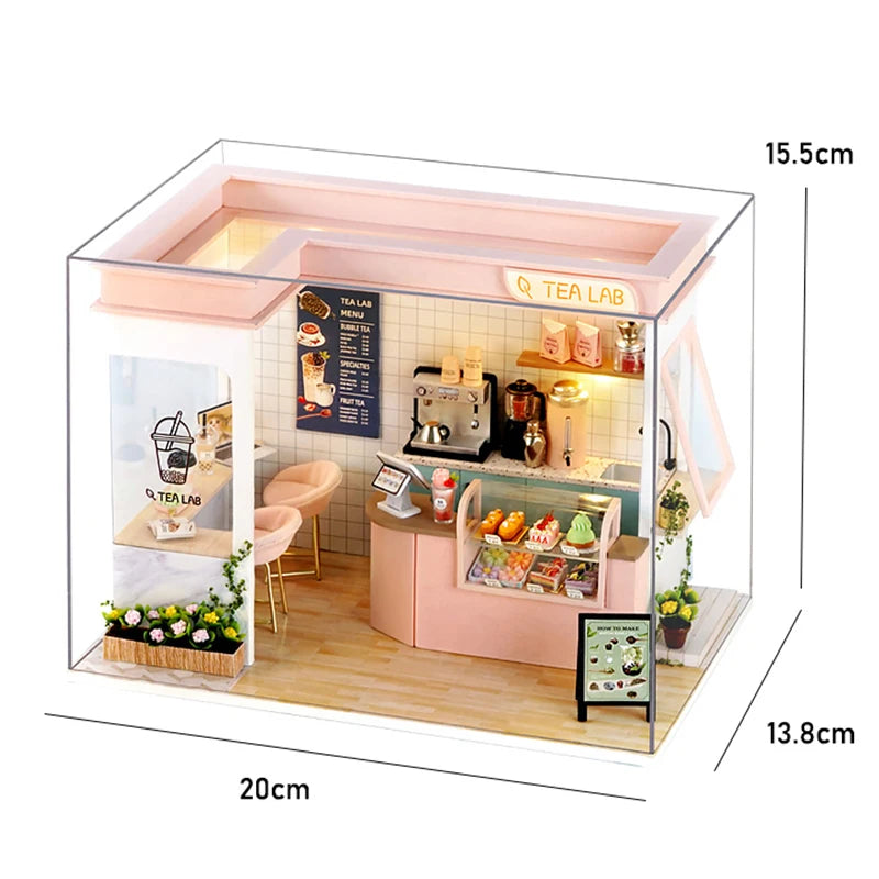 Casa Diy Wooden Miniature Doll House Small House Kit 3D Puzzle Assembly Building Toys With Furniture LED Lights Dollhouse Gifts