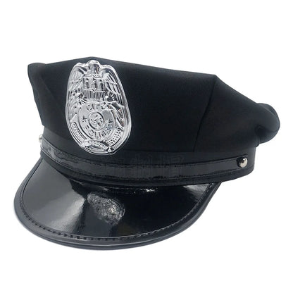 Adult Police Hat Octagonal Flat Top Hat Role Play Fun Props U.S. Police Hat Uniform Accessory Halloween Mardi Gras Party