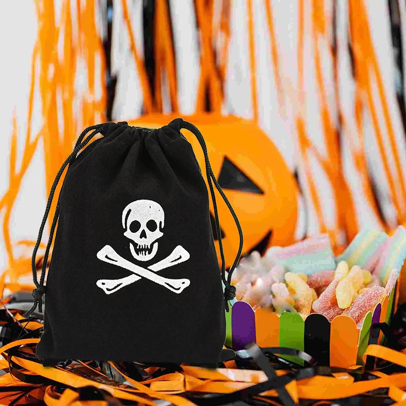 10Pcs Pirate Drawstring Gift Bags Treasure Coin Pouch Kids Boys Halloween Birthday Party Favors Supplies Small Candy Treat Bags