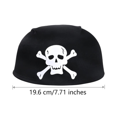 1/2set Pirate Skull Hat And Eye Patches Halloween Captain Cap Headband Cosplay Costume Accessories Prop Kid Birthday Party Decor