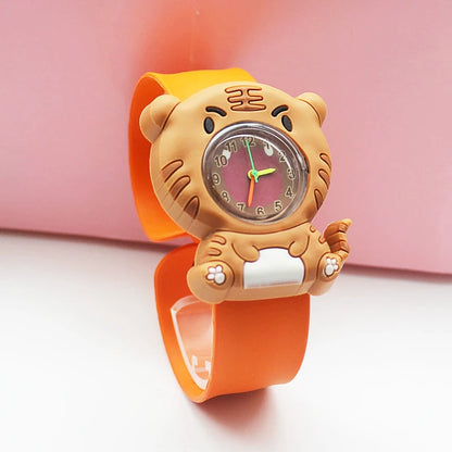 Cartoon Children Watches Baby Study Look The Time Toy Bracelet Kids Slap Watch for Boys Girls Birthday and Christmas Gift Clock