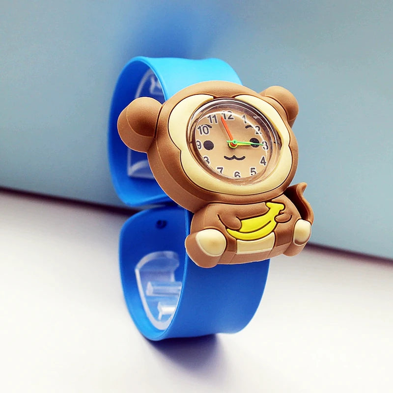 Cartoon Children Watches Baby Study Look The Time Toy Bracelet Kids Slap Watch for Boys Girls Birthday and Christmas Gift Clock
