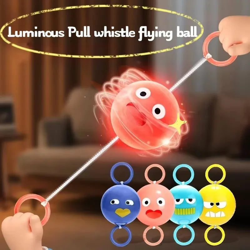 2pcs Luminous Whistle Ball Children's Rotating Flash Flywheel Puzzle Pulling Rope Childhood Creative Stress Relief work out Toy