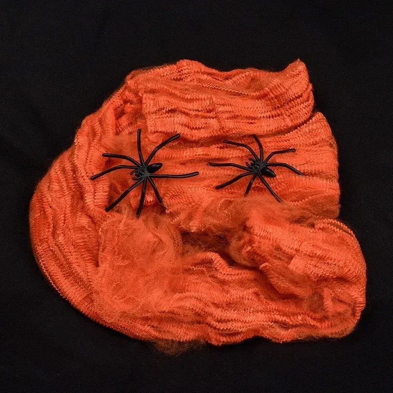 Artificial Spider Web Halloween Decoration Scary Party Scene Props White Stretchy Cobweb Horror House Home Decora Accessories