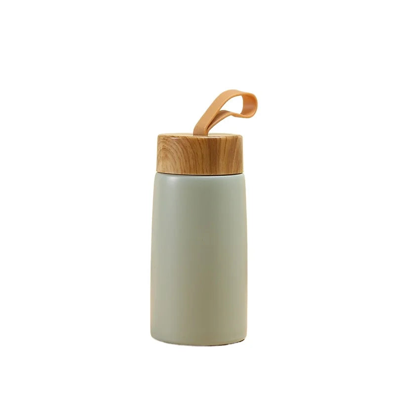 New Style Mini Thermos Cup Creative Wood Grain Cover Portable Vacuum Stainless Steel Water Cup Student High Value Pocket Cup
